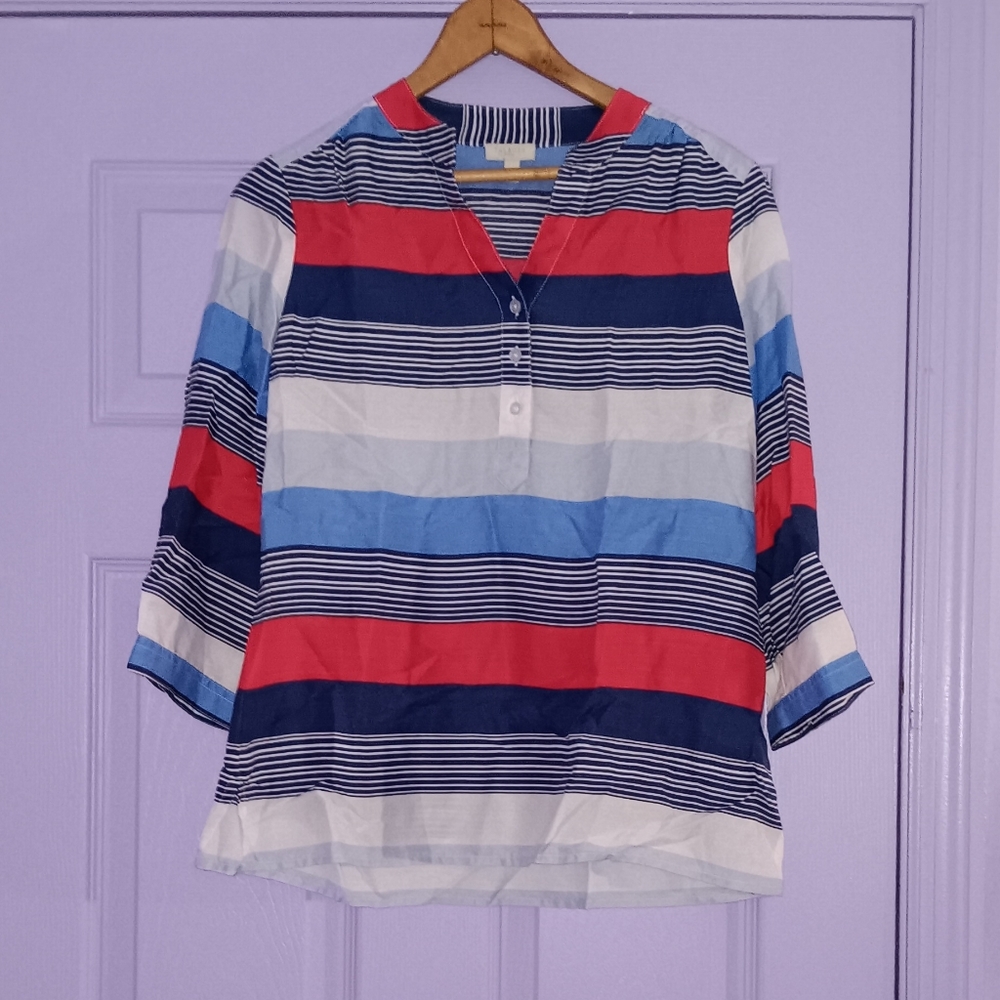 🎈4-$10🎈💙HP! Talbots | Striped Lightweight Classic Blouse Small